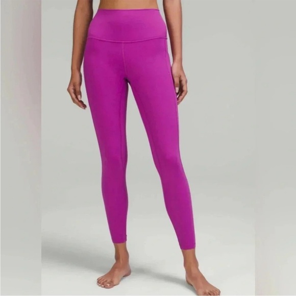 Lululemon double‎ align high rise 25” vivid plum pink purple size 4 pockets - Picture 1 of 13